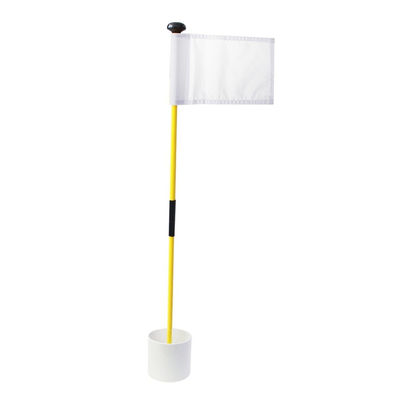 Backyard Practice Golf Hole Pole Flag Cup Stick Folding Putting Flagstick White