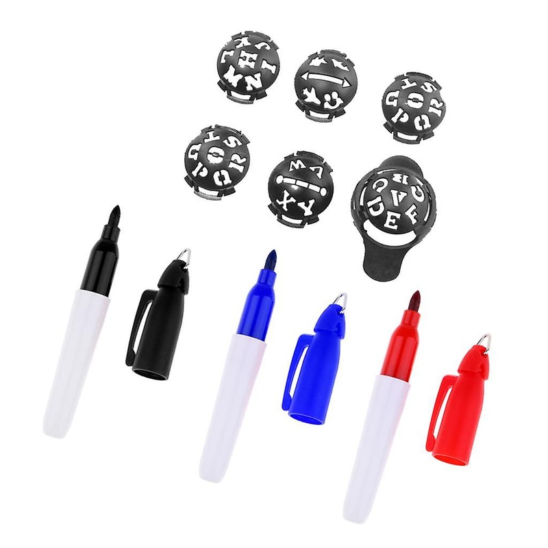 6 in 1 Golf Ball Liner Marker Line Drawing Alignment Tool with 3 Marker Pens