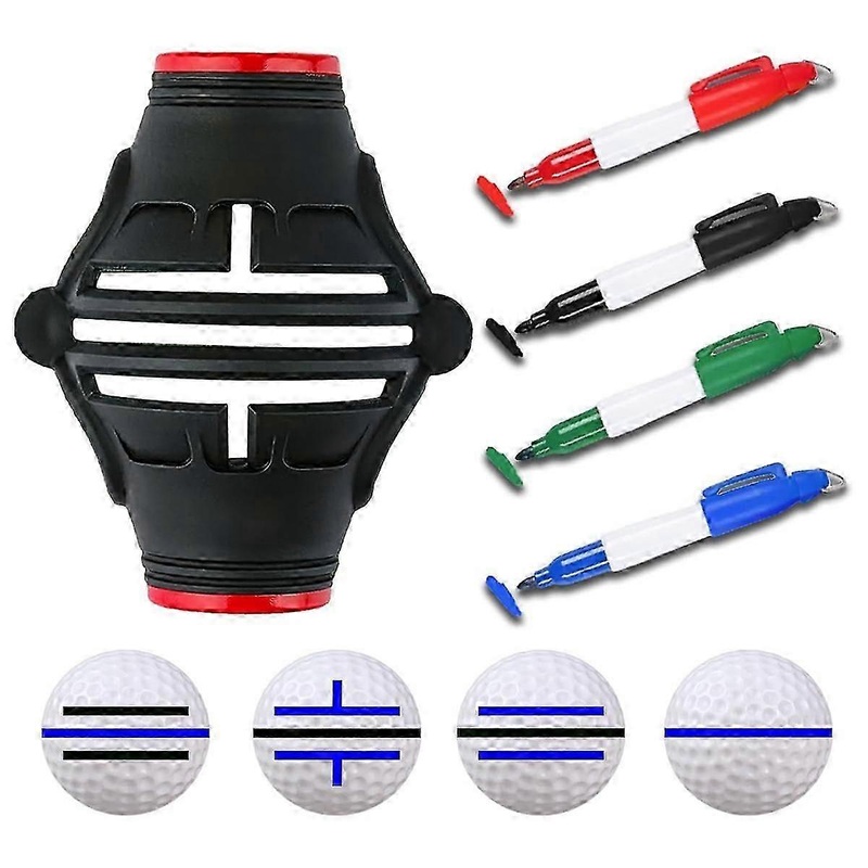 Golf Ball Marker Stencil with 4 Color Marker Pens, 360/180 Triple Line Golf Ball Markers, Golf Ba