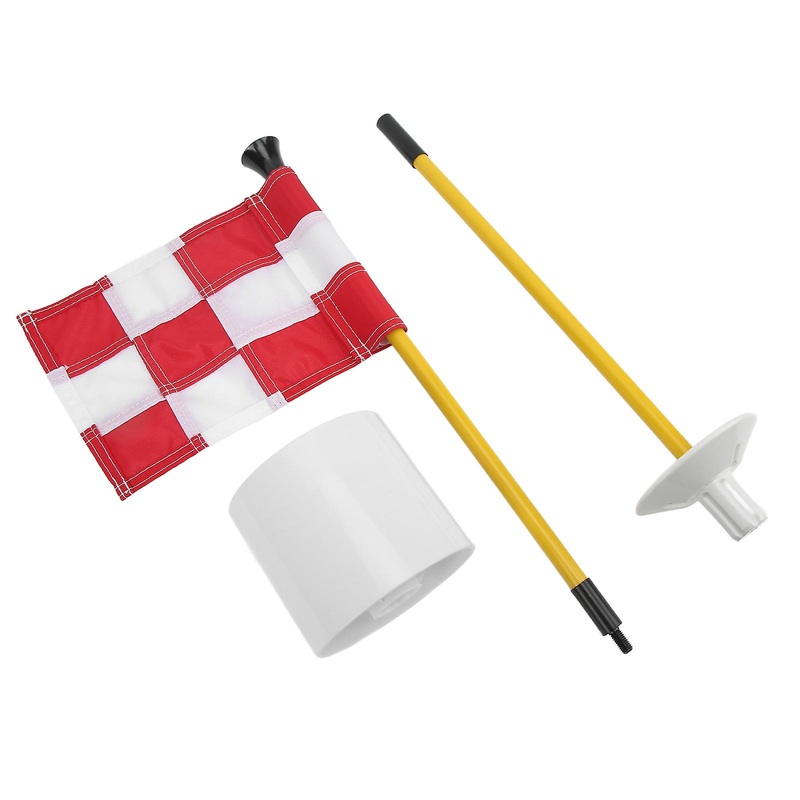 Golf Putting Green Flagstick Hole Cup for Mini Putting Green Flagstick Yard Practice Supplies Portable 2 Section Detachable White Red Grid