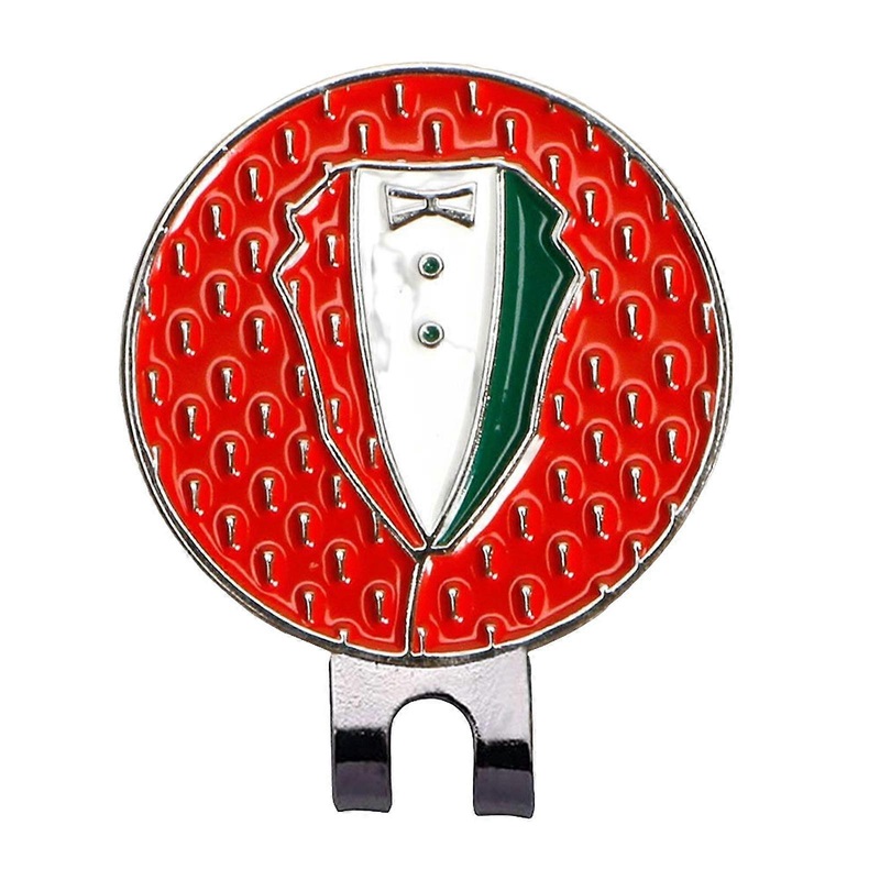 Funny Golf Ball Marker Hat Clip Metal Attach to Caps Visor for Men Women Red