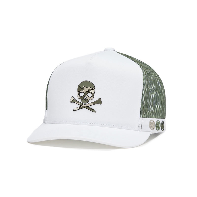 GFORE Monochrome Skull & Tees Trucker Men’s Cap (Snow)