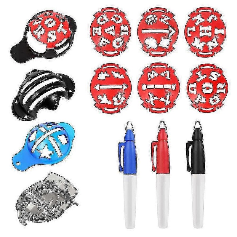 Golf Ball Marker Set, Color Line Markers Pens for Easy Alignment, Triple Track Plastic Tool Kit for Golf Ball Marking