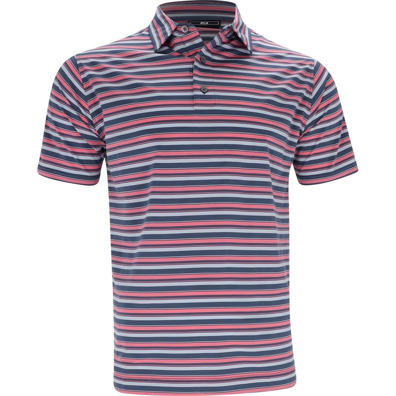 Mixer Stripe Lisle Polo|Dark Denim/Pink Lemonade/Skyway|Medium|Large|X-Large|XX-Large