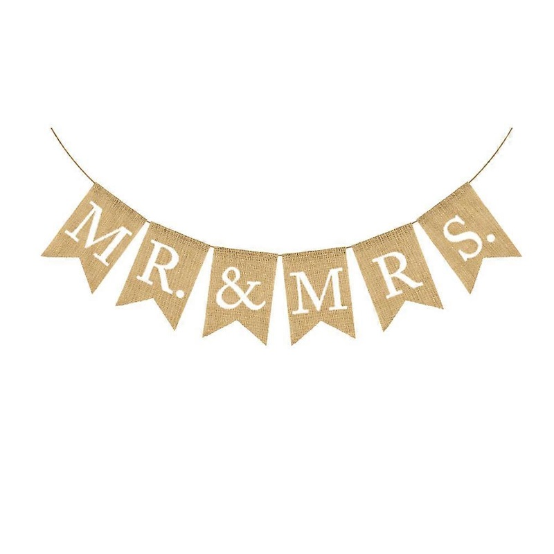 Retro Wedding Party Burlap Banner Decorative Props Swallowtail Flags Indoor Outdoor Events 1 Set