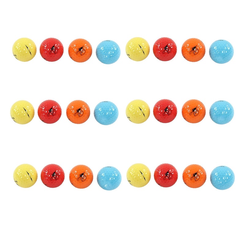 24Pcs Golf Ball Set Rubber Colorful Good Resilience 2 Layer Golf Ball for Course Play Practice Gifts and More (B155)