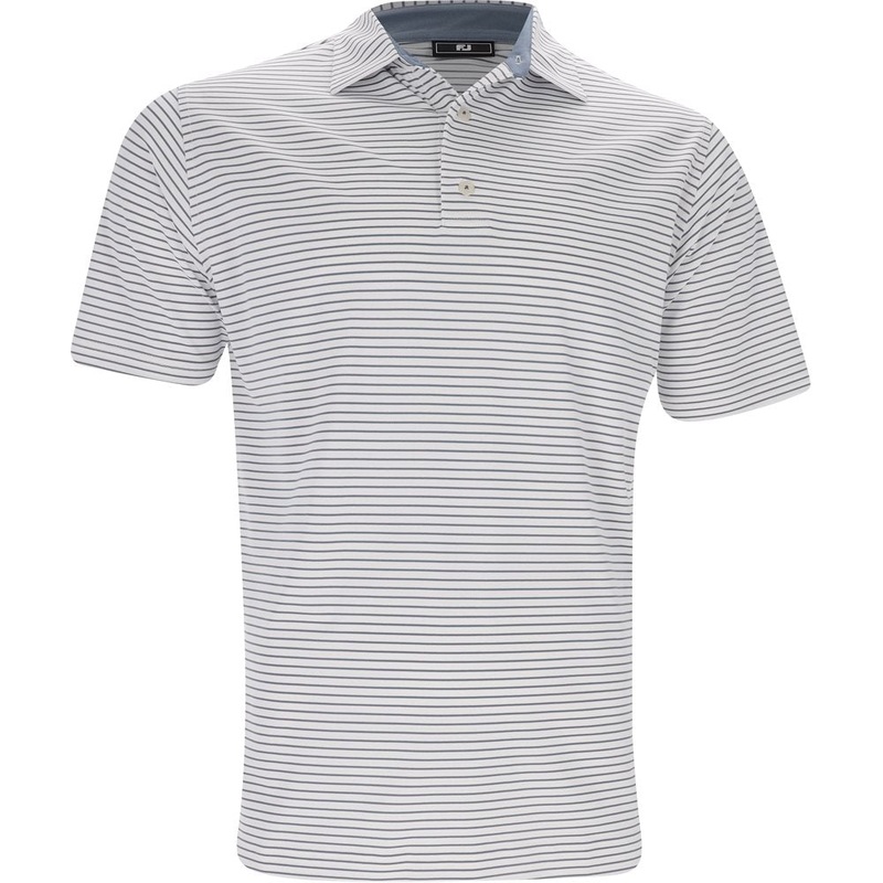 Hickory Stripe Pique Polo|White/Flint|Medium|Large|X-Large|XX-Large