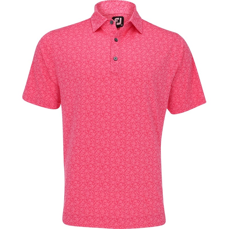Painted Floral Lisle Self Collar Polo