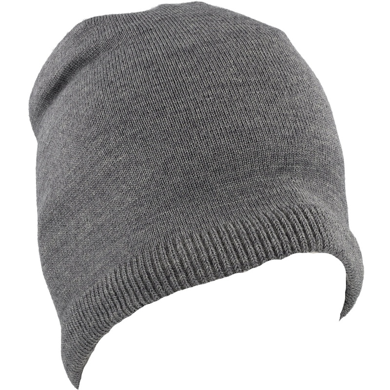 Beanie|Gray Solid Steel Gray Melange|Black|One Size Fits Most