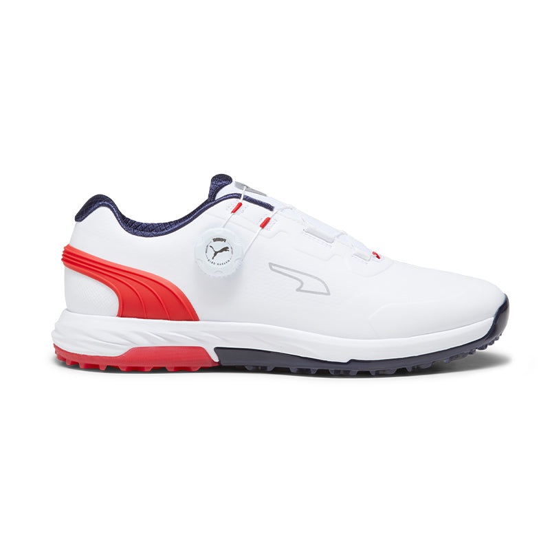 PUMA ALPHACAT Nitro Disc Men’s Spikeless Shoes (White/Red/Navy)