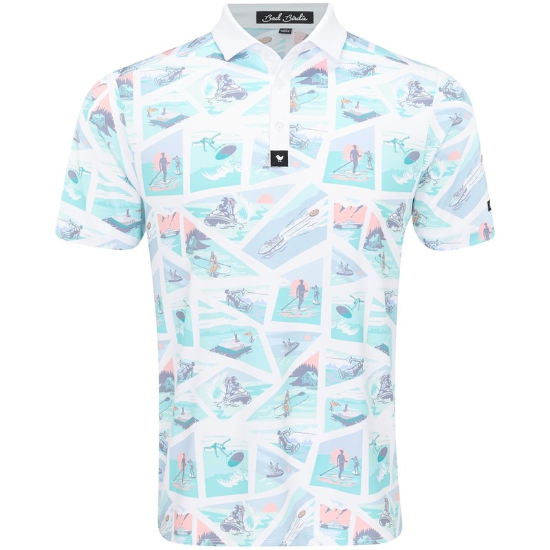 White Caps Welcome Polo|White/Teal|Small|Medium|Large|X-Large|XX-Large