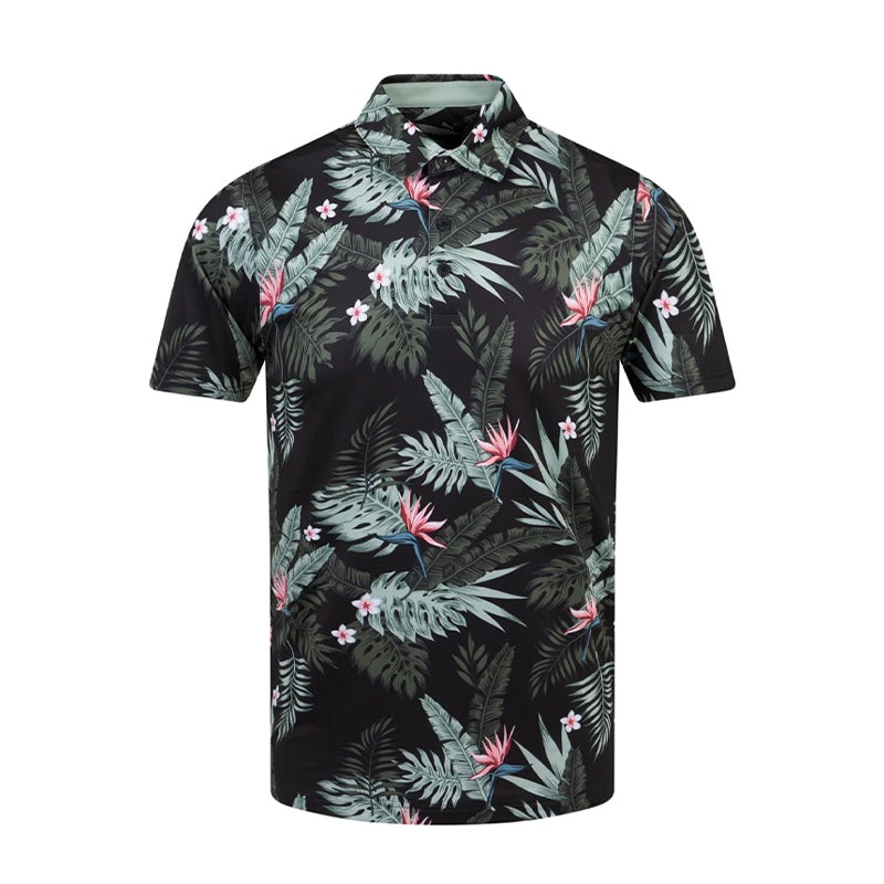 PUMA Cloudspun Aloha Men’s Polo (Black/Eucalayptus)