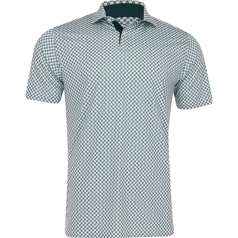 MATTR Micro Floral Polo|White Glow/Dark Myrtle|Deep Navy/White Glow|Medium|Large|X-Large|XX-Large