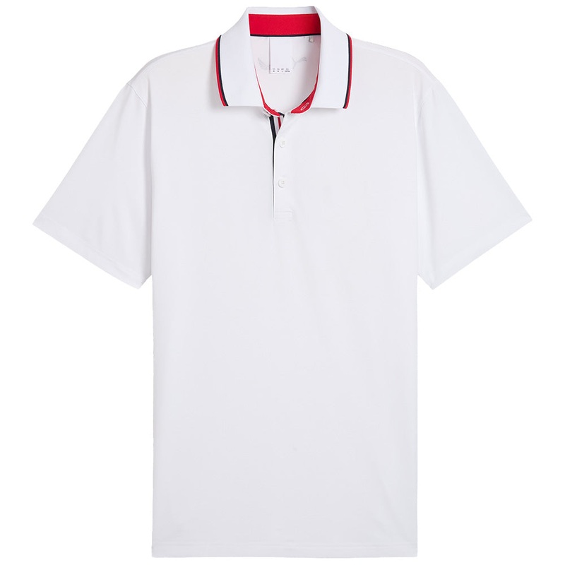 PUMA x Volition Tipped Polo|White Glow|Strong Red|Deep Navy|Small|Medium|Large|X-Large|XX-Large|XXX-Large