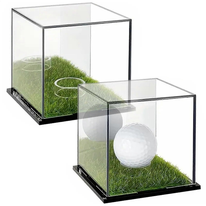 Transparent golf ball holder, 2X acrylic single golf ball stand, dust protection