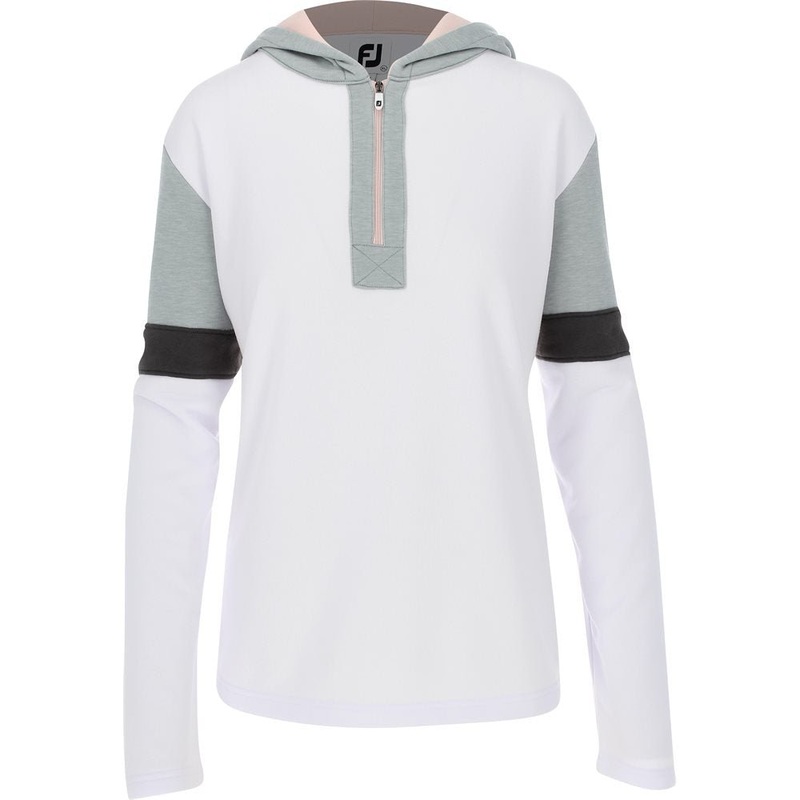 Women’s Block 1/2 Zip Hoodie|White|Black|X-Large|Small