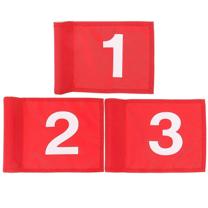 3pcs Golfing Putting Flags Portable Golfs Flags Numbered Golfing Training Flags Anti-wear Golfs Flags