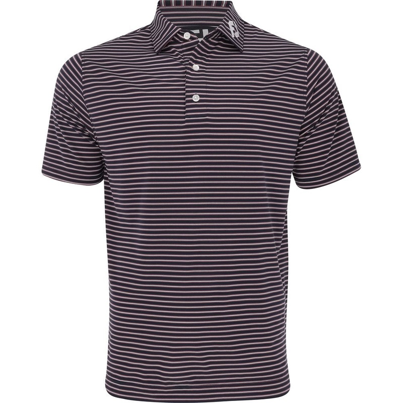 Stretch Lisle Pinstripe Polo|Navy/Pink/White|Medium