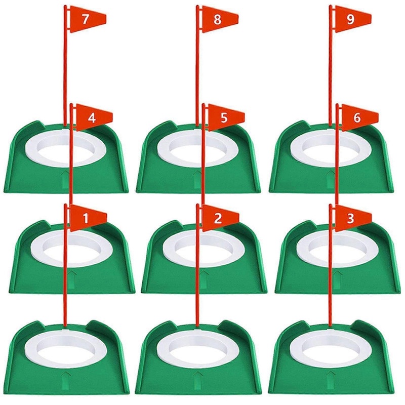 Practice Hole 9Piece Backyard Putting Practice With Flag Red Flag Putting Cup For Golf