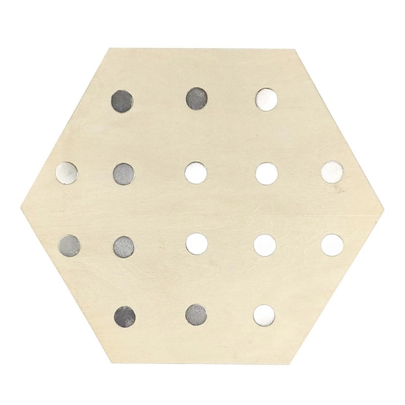 The display board for presenting golf ball markers  Wooden marker, Hexagonal wood magnetic golf display board for presentation and room decoration.