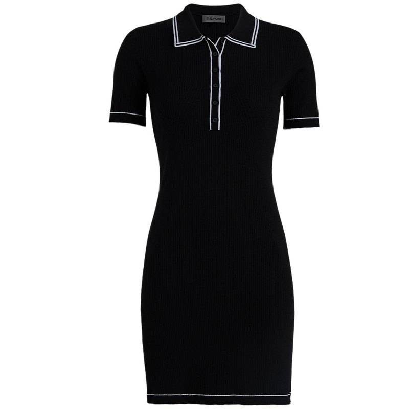 Women’s Ribbed Merino Wool Blend Polo Dress