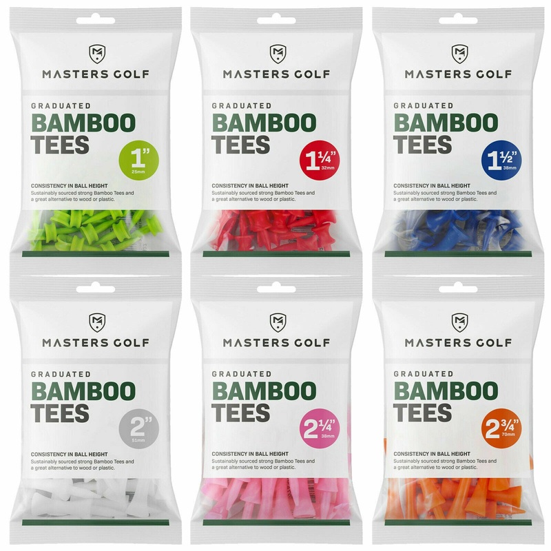 Bamboo Tees Small Pack|Green 1 Inch|Red 1 1/4 Inch|Blue 1 1/2 Inch|Pink 2 1/4 Inch|Orange 2 3/4 Inch|White 2 Inch|White Orange 2 1/8|White Green 3 1/4|White Yellow 2 3/4 inch