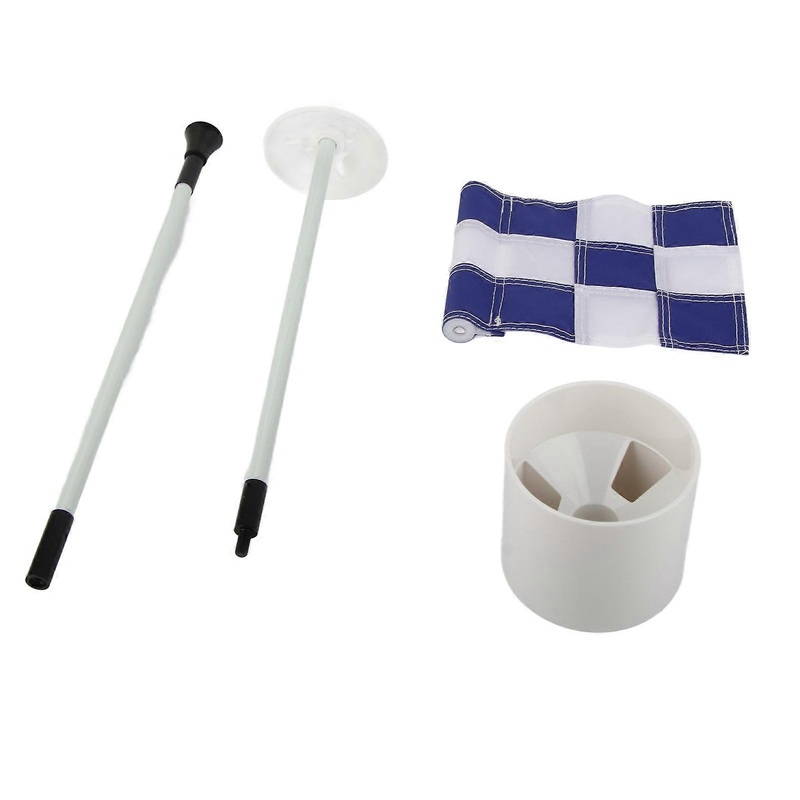 Golf Flagpole Portable 3 Feet Golf Flag Pole Flag Hole Cup Set 2 Section Design for Indoors OutdoorsBlue and White Grid
