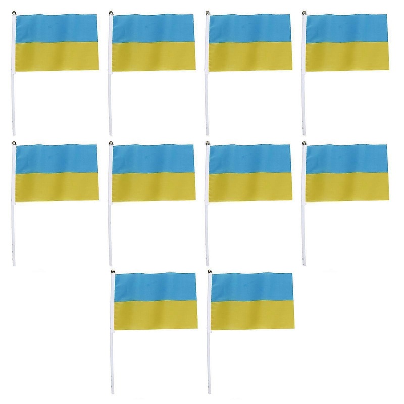 Ukraine Handheld Flags Set – 10 Mini Polyester Ukrainian Waving Flags for Sporting Events and Festive Decoration