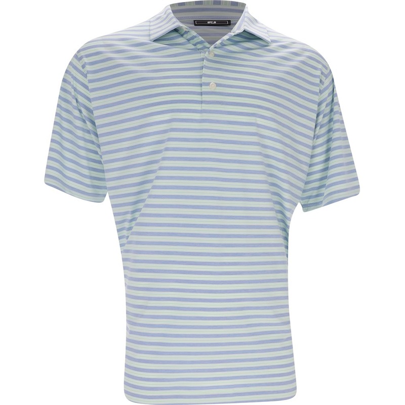 Heather Stripe Lisle Polo|Heather Blue Jay/Heather Pistachio|Medium|Large|X-Large|XX-Large