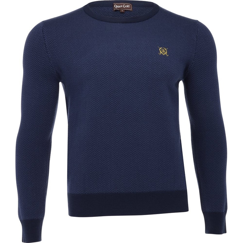Crest Herringbone Sweater|Navy|Medium|Large|X-Large