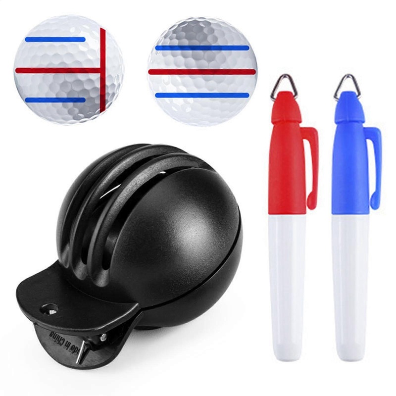 Golf Ball Marker Alignment Set with Marker Pen Tool Clip On Par Ball Marker HXQ009