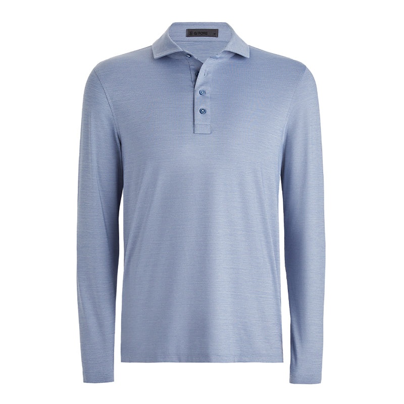 GFORE Ice-Nylon Men’s Long Sleeve Polo (Heather Slate)