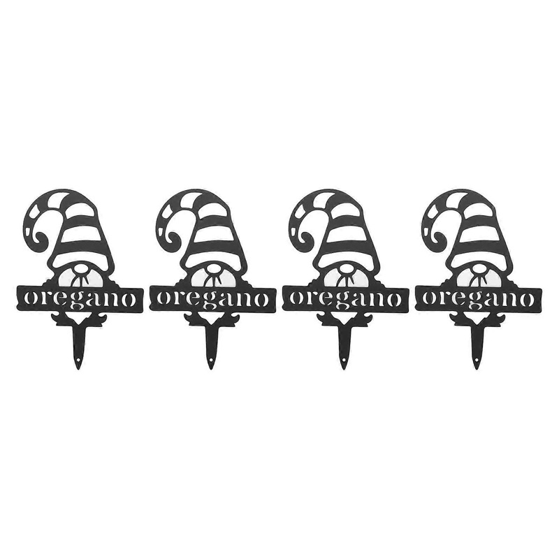 4pcs Gnome Plant Markers Rustproof Metal Plant Labels Fruits Vegetable Stakes for Outdoors Garden Yard Oregano