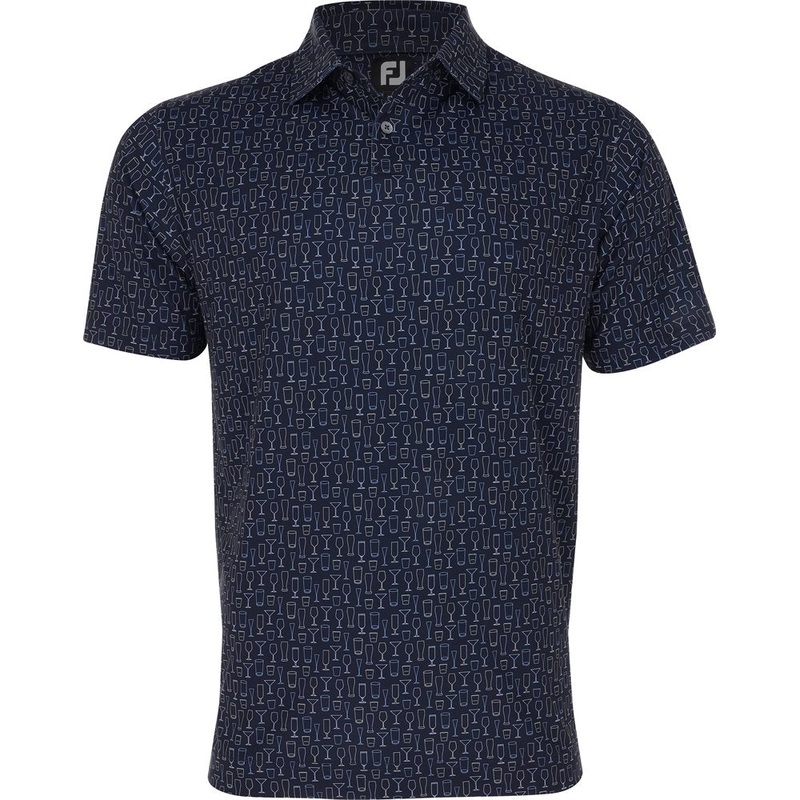 Glass Print Lisle Polo|Navy|Medium