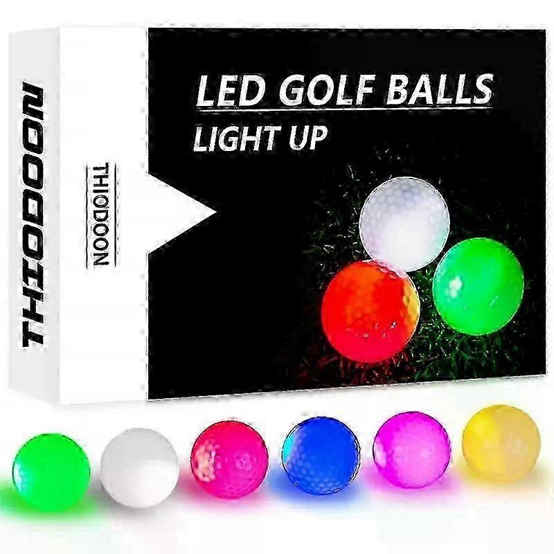 1/6Pcs Crestgolf LED Golf Balls for Night Glow in The Dark Golf Ball with 4 Light Super Bright Six Colors Best Golf Gift for Golfers