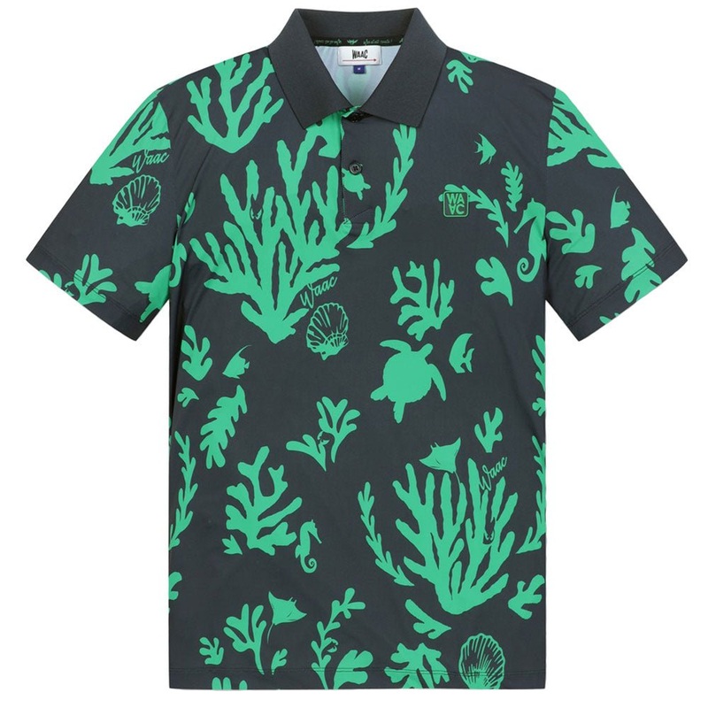 Athletic Fit Ocean Polo Shirt|Green/Dark Navy|Small|Medium|Large|X-Large