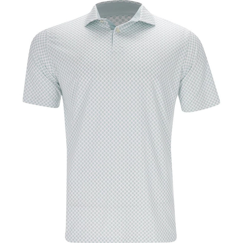 MATTR Micro Floral Polo|White Glow/Modern Mint|Small|Medium|Large|X-Large|XX-Large