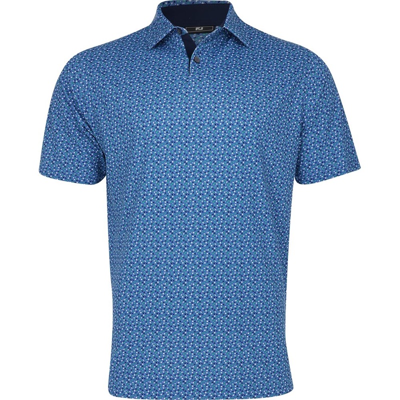 Geometry Print Polo|Blue/Emerald/Navy/White|Medium