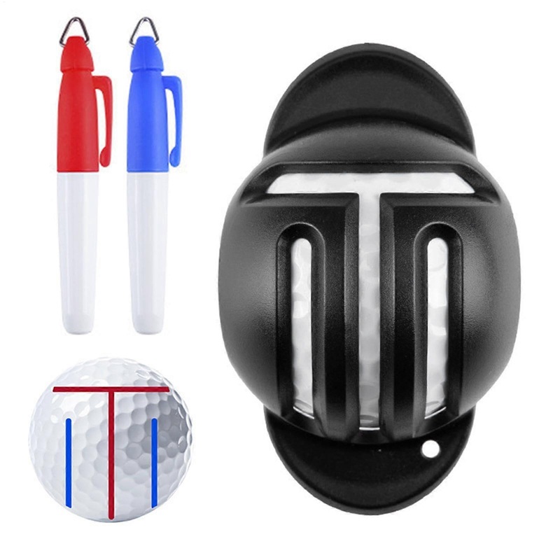 Golf Ball Marking Tool, Golf Alignment Tool  Waterproof with Reversible Design, HXQ008 (Includes 2 Pens)