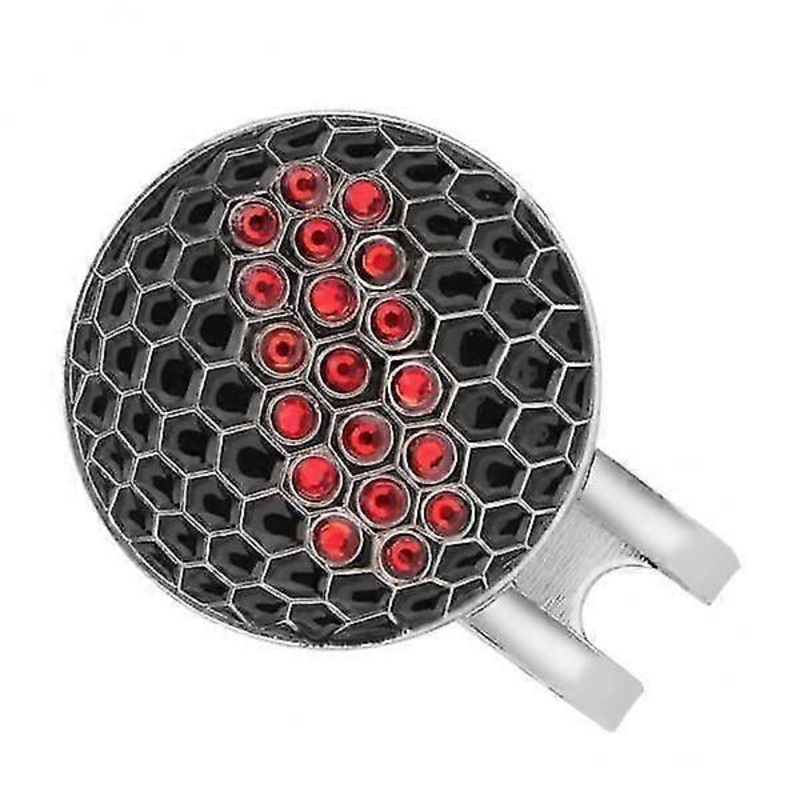 2xGolf Ball Marker Crystal Drill Cap Clip Marker for Golf Cap Visor Red
