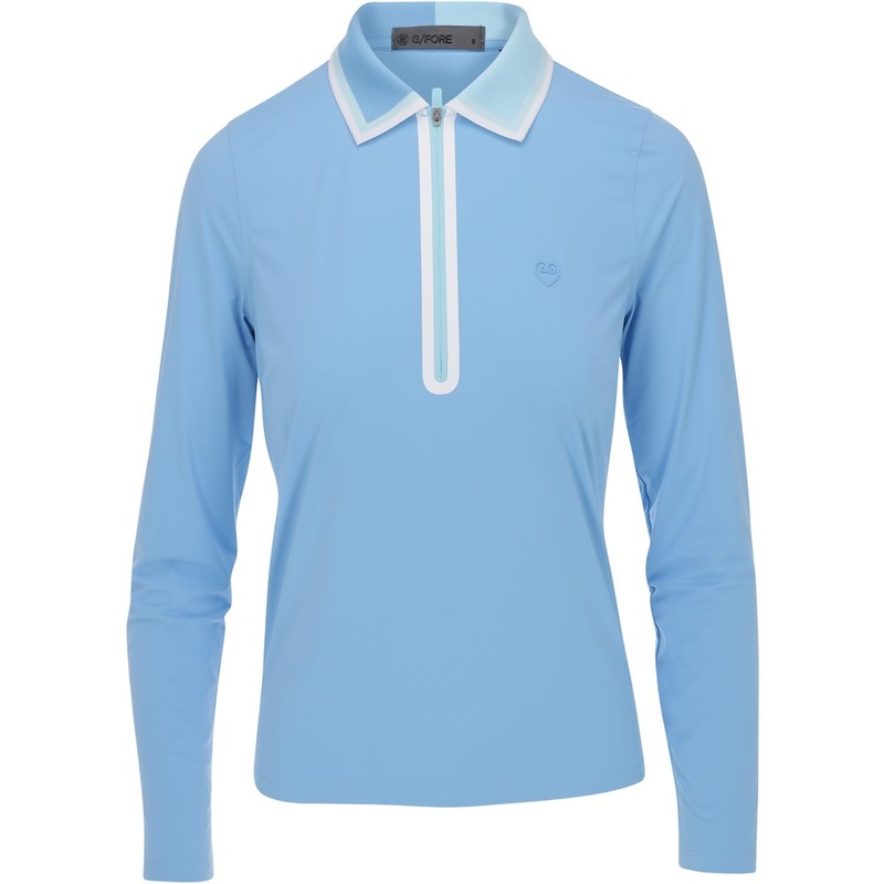 Women’s Color Block Silky Tech Nylon Long Sleeve 1/4 Zip Polo