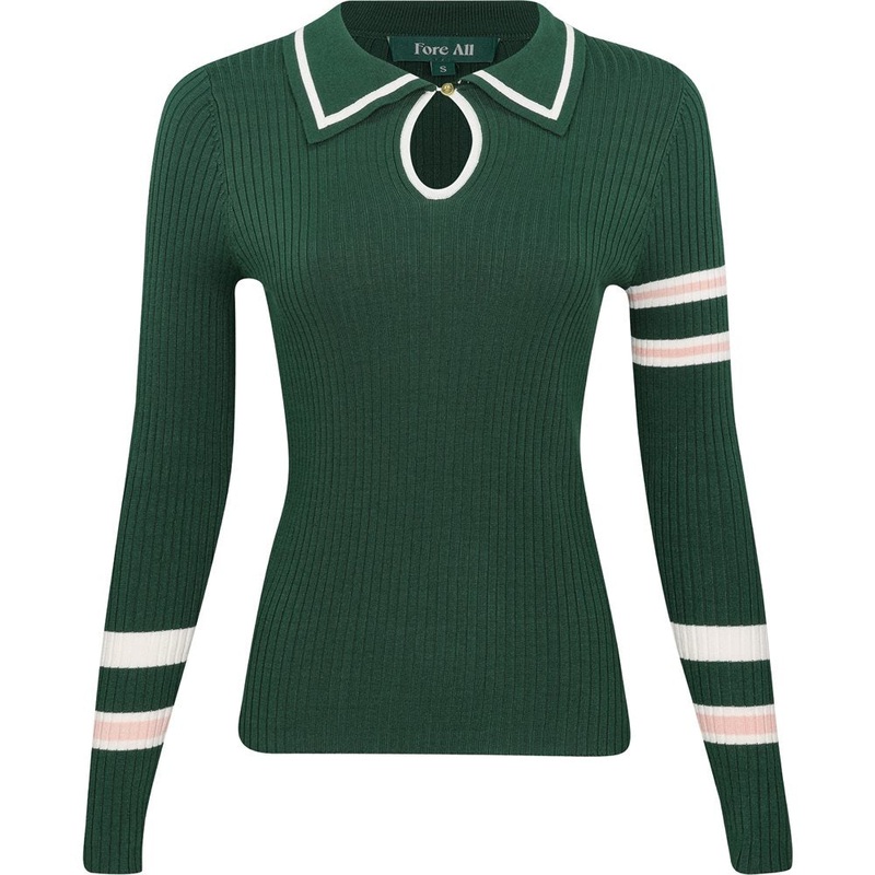 Women’s Alice Ribbed Keyhole Long Sleeve Polo