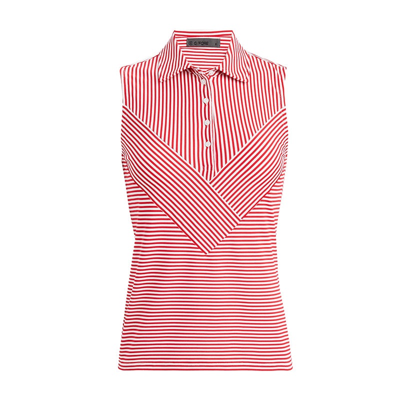 GFORE Chevron Feeder Stripe Tech Piqu Women’s Sleeveless Polo (Lava)