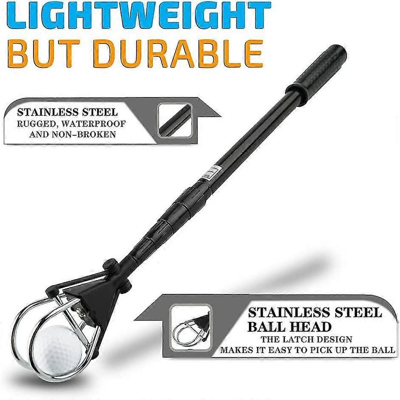 Metal Golf Ball Retriever, (23-73) Telescopic Golf Ball Picker Portable Golf Pick Up Scoop Balls Grabber Retriever Golf Accessory Golf Gift For Men