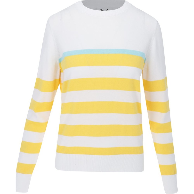 Women’s Resort Stripe Sweater|White Glow/Sunny Yellow|Small|Medium|Large|X-Large