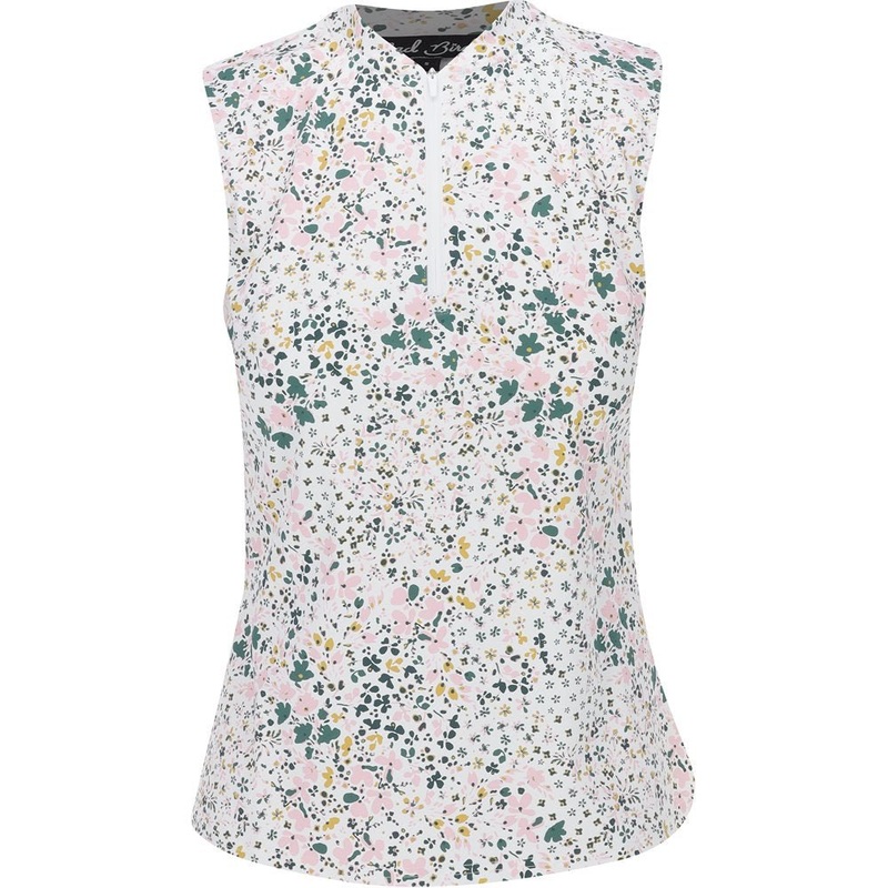 Women’s Blade Sleeveless Polo|White/Pink Floral|X-Small
