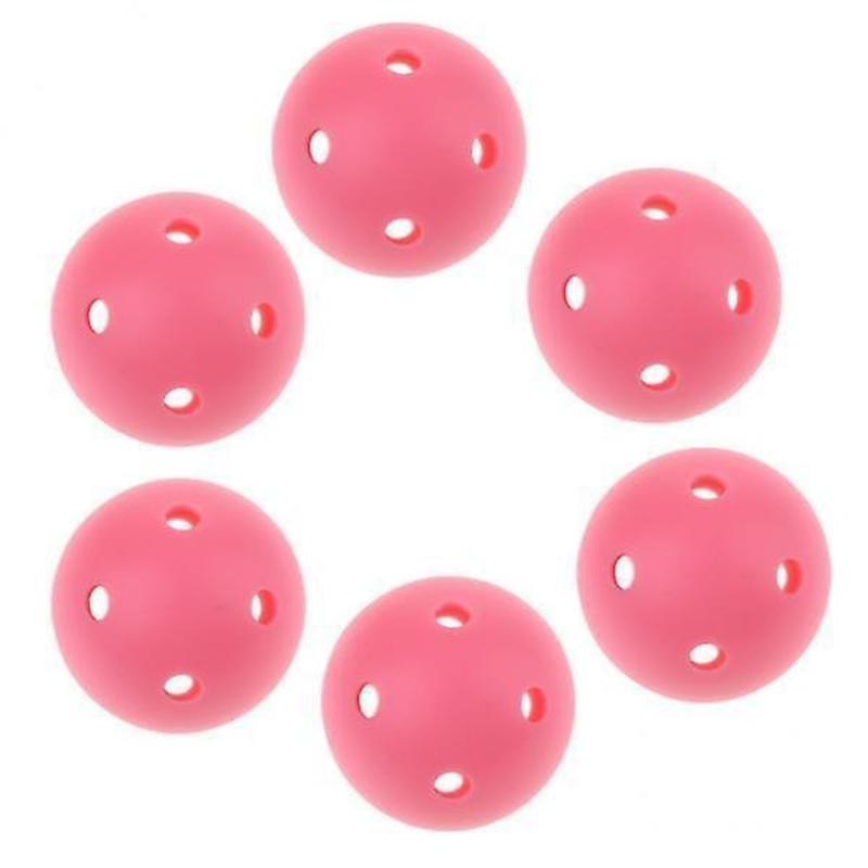 2×6 Pieces Perforated Golf Balls Indoor Home Practice Training Golf Ball Pink