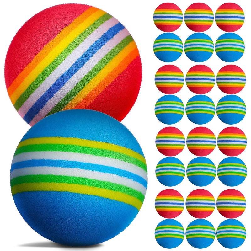 26 Pcs Colorful Striped Golf Practice Balls  Lightweight EVA Material for Indoor & Outdoor Training  Easy to Catch Portable Golf Balls for Adults