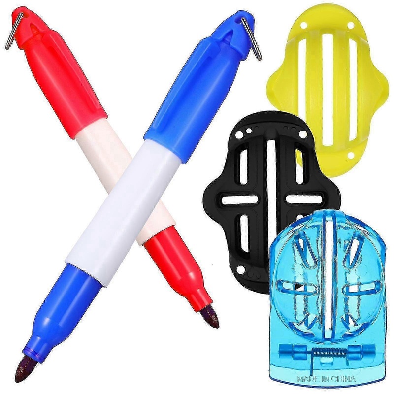Golf Ball Markers and Alignment Tools Kit for Precise Swing Training<br>2 Pens & 3 Stencils