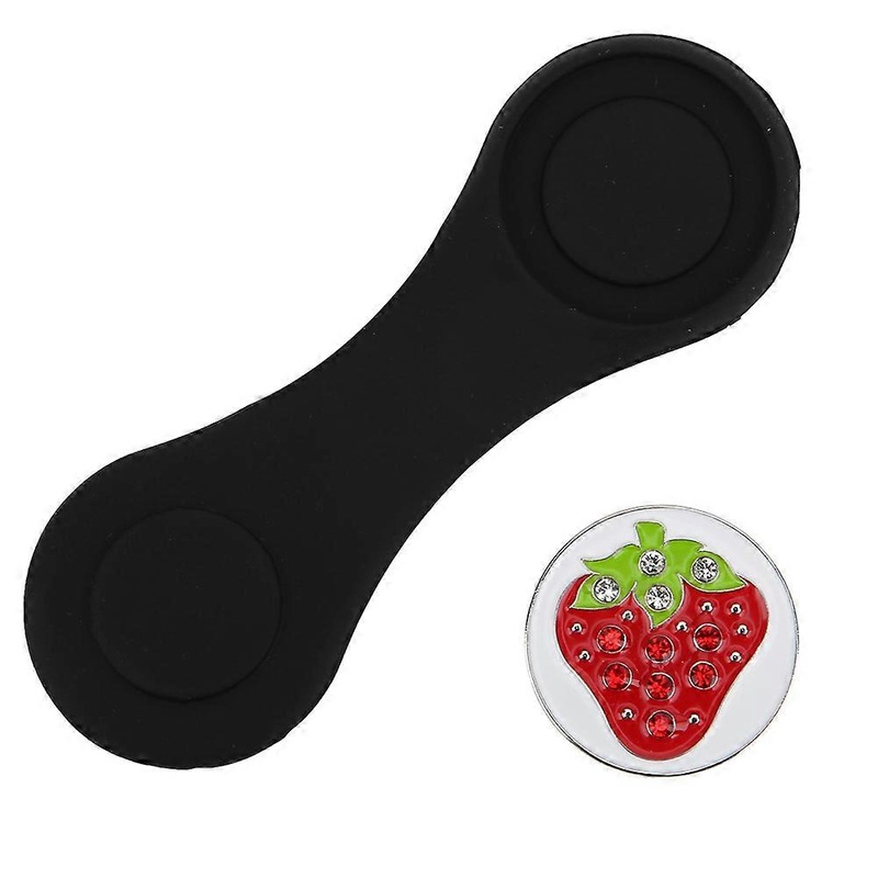 Silicone Compact Golf Ball Marker Fruit Pattern Hat Clip Cap Clamp Accessory SuppliesBlack Strawberry